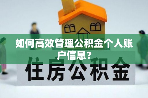 满洲里如何高效管理公积金个人账户信息？